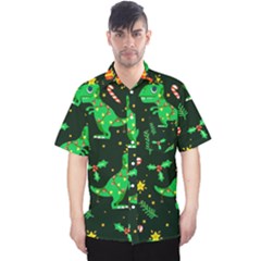 Christmas-funny-pattern Dinosaurs Men s Hawaii Shirt