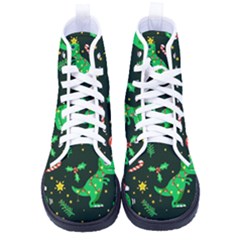 Christmas-funny-pattern Dinosaurs Women s High-top Canvas Sneakers