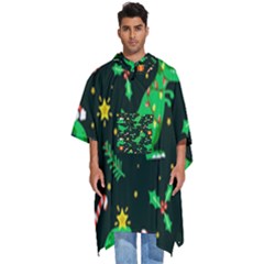 Christmas-funny-pattern Dinosaurs Men s Hooded Rain Ponchos