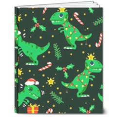 Christmas-funny-pattern Dinosaurs 8  X 10  Hardcover Notebook