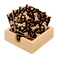 Christmas-funny-pattern Dinosaurs Bamboo Coaster Set