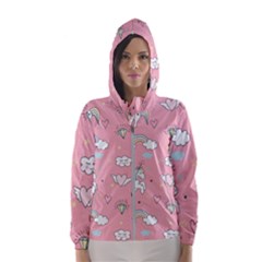 Cute-unicorn-seamless-pattern Women s Hooded Windbreaker