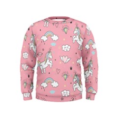 Cute-unicorn-seamless-pattern Kids  Sweatshirt