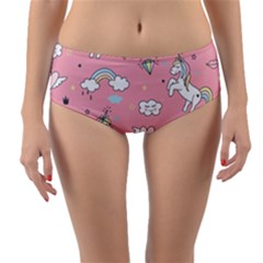 Cute-unicorn-seamless-pattern Reversible Mid-waist Bikini Bottoms by Vaneshart