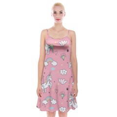 Cute-unicorn-seamless-pattern Spaghetti Strap Velvet Dress