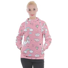 Cute-unicorn-seamless-pattern Women s Hooded Pullover