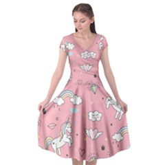 Cute-unicorn-seamless-pattern Cap Sleeve Wrap Front Dress by Vaneshart