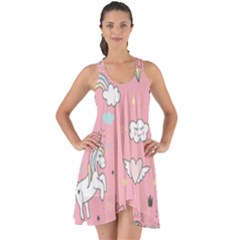 Cute-unicorn-seamless-pattern Show Some Back Chiffon Dress