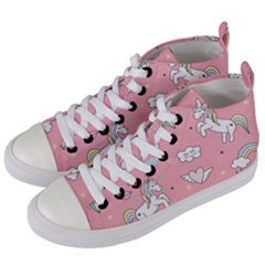 Cute-unicorn-seamless-pattern Women s Mid-top Canvas Sneakers