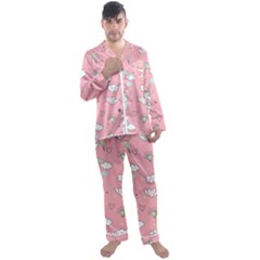 Cute-unicorn-seamless-pattern Men s Long Sleeve Satin Pajamas Set by Vaneshart