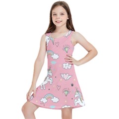 Cute-unicorn-seamless-pattern Kids  Lightweight Sleeveless Dress by Vaneshart