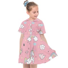 Cute-unicorn-seamless-pattern Kids  Sailor Dress