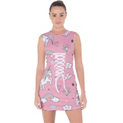 Cute-unicorn-seamless-pattern Lace Up Front Bodycon Dress by Vaneshart