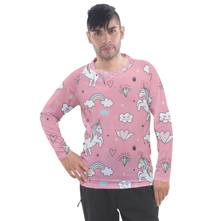 Cute-unicorn-seamless-pattern Men s Pique Long Sleeve Tee