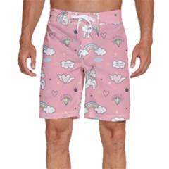 Cute-unicorn-seamless-pattern Men s Beach Shorts