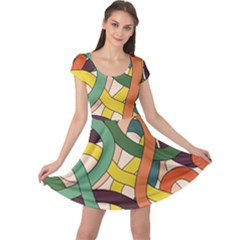 Snake Stripes Intertwined Abstract Cap Sleeve Dress