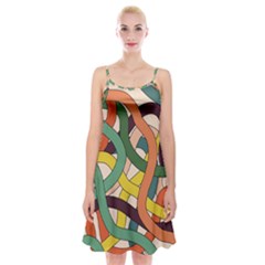 Snake Stripes Intertwined Abstract Spaghetti Strap Velvet Dress by Vaneshop