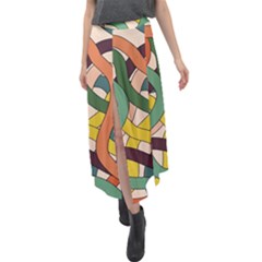 Snake Stripes Intertwined Abstract Velour Split Maxi Skirt by Vaneshop