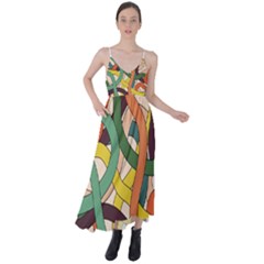 Snake Stripes Intertwined Abstract Tie Back Maxi Dress by Vaneshop