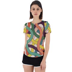 Snake Stripes Intertwined Abstract Back Cut Out Sport Tee by Vaneshop