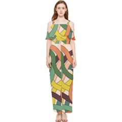 Snake Stripes Intertwined Abstract Draped Sleeveless Chiffon Jumpsuit by Vaneshop