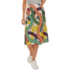 Snake Stripes Intertwined Abstract Midi Panel Skirt by Vaneshop