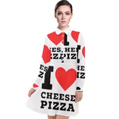 I Love Cheese Pizza Long Sleeve Chiffon Shirt Dress by ilovewhateva