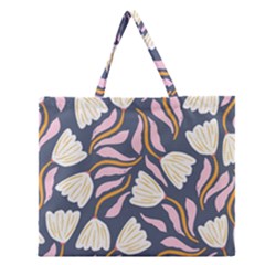 Flowers Pattern Floral Pattern Zipper Large Tote Bag by Vaneshop