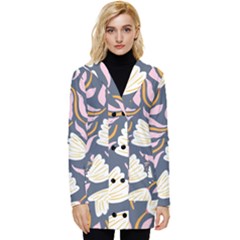 Flowers Pattern Floral Pattern Button Up Hooded Coat 