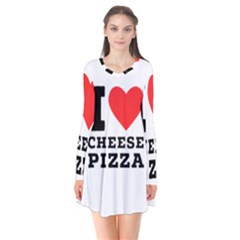 I Love Cheese Pizza Long Sleeve V-neck Flare Dress by ilovewhateva