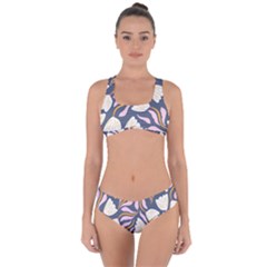 Flowers Pattern Floral Pattern Criss Cross Bikini Set