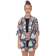 Flowers Pattern Floral Pattern Open Front Chiffon Kimono