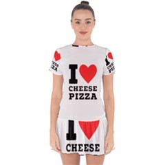 I Love Cheese Pizza Drop Hem Mini Chiffon Dress by ilovewhateva