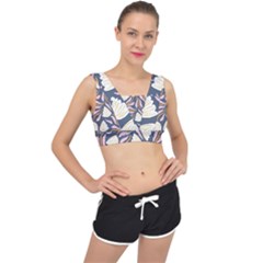 Flowers Pattern Floral Pattern V-back Sports Bra