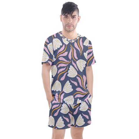 Flowers Pattern Floral Pattern Men s Mesh Tee And Shorts Set by Vaneshop