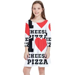 I Love Cheese Pizza Kids  Quarter Sleeve Skater Dress by ilovewhateva