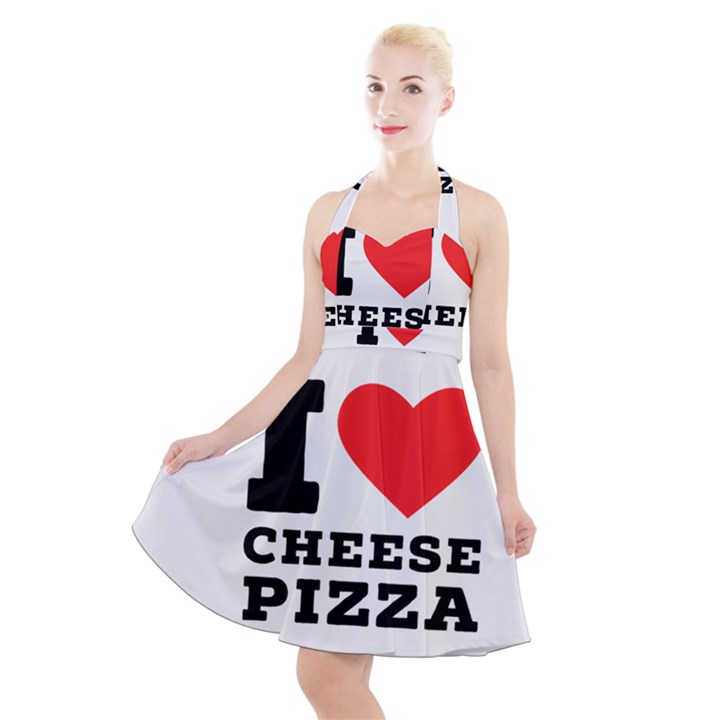 I love cheese pizza Halter Party Swing Dress 