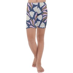 Flowers Pattern Floral Pattern Kids  Lightweight Velour Capri Yoga Leggings by Vaneshop