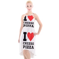 I Love Cheese Pizza High-low Halter Chiffon Dress  by ilovewhateva