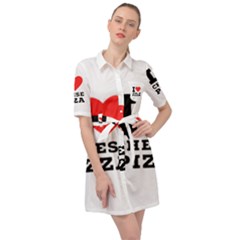 I Love Cheese Pizza Belted Shirt Dress by ilovewhateva