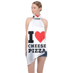 I Love Cheese Pizza Halter Asymmetric Satin Top by ilovewhateva