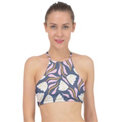 Flowers Pattern Floral Pattern Racer Front Bikini Top