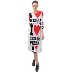 I Love Cheese Pizza Ruffle End Midi Chiffon Dress by ilovewhateva