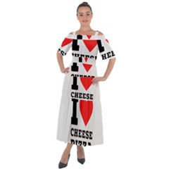 I Love Cheese Pizza Shoulder Straps Boho Maxi Dress  by ilovewhateva