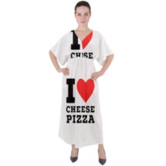 I Love Cheese Pizza V-neck Boho Style Maxi Dress by ilovewhateva