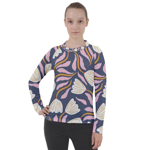 Flowers Pattern Floral Pattern Women s Pique Long Sleeve Tee by Vaneshop