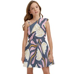 Flowers Pattern Floral Pattern Kids  One Shoulder Party Dress by Vaneshop