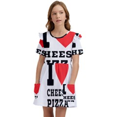 I Love Cheese Pizza Kids  Frilly Sleeves Pocket Dress by ilovewhateva