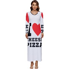 I Love Cheese Pizza Long Sleeve Longline Maxi Dress by ilovewhateva