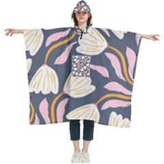 Flowers Pattern Floral Pattern Women s Hooded Rain Ponchos by Vaneshop